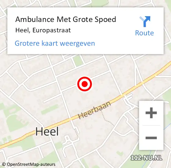 Locatie op kaart van de 112 melding: Ambulance Met Grote Spoed Naar Heel, Europastraat op 23 maart 2022 13:15