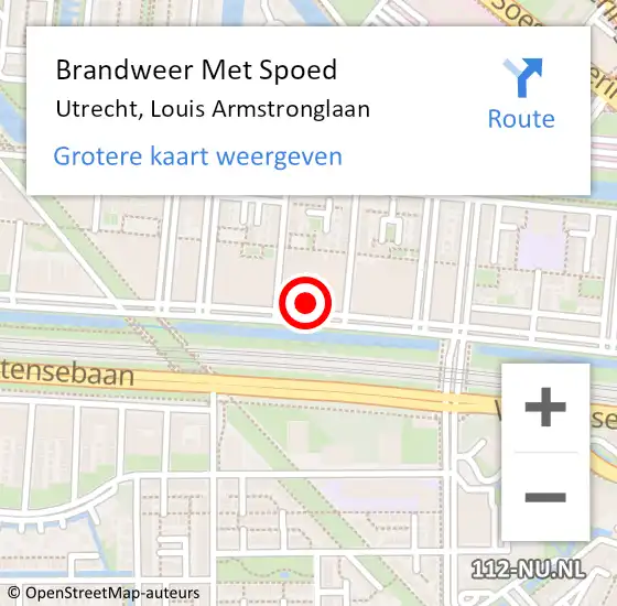 Locatie op kaart van de 112 melding: Brandweer Met Spoed Naar Utrecht, Louis Armstronglaan op 23 maart 2022 14:43