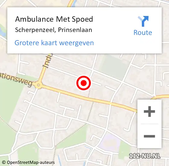 Locatie op kaart van de 112 melding: Ambulance Met Spoed Naar Scherpenzeel, Prinsenlaan op 23 maart 2022 15:12