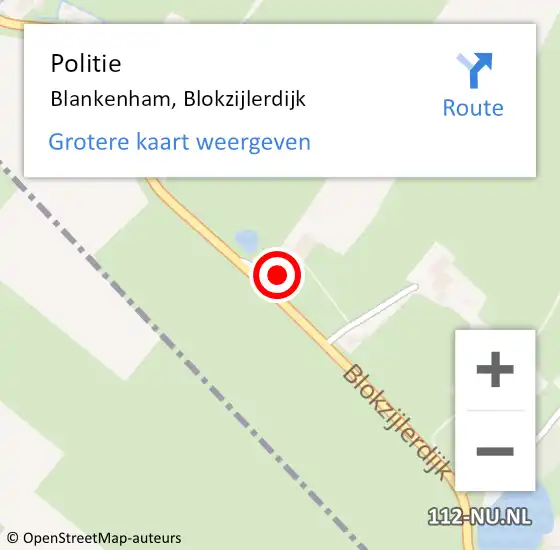 Locatie op kaart van de 112 melding: Politie Blankenham, Blokzijlerdijk op 23 maart 2022 15:21