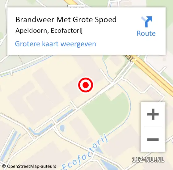 Locatie op kaart van de 112 melding: Brandweer Met Grote Spoed Naar Apeldoorn, Ecofactorij op 23 maart 2022 16:11
