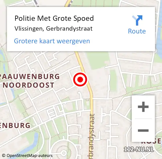 Locatie op kaart van de 112 melding: Politie Met Grote Spoed Naar Vlissingen, Gerbrandystraat op 23 maart 2022 16:12