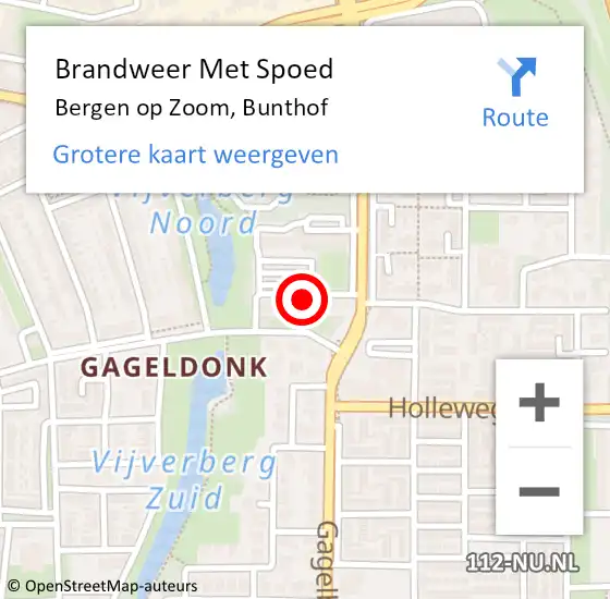 Locatie op kaart van de 112 melding: Brandweer Met Spoed Naar Bergen op Zoom, Bunthof op 23 maart 2022 16:32