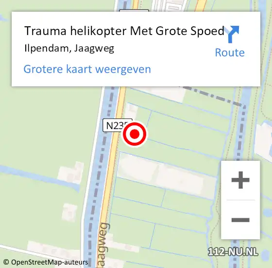 Locatie op kaart van de 112 melding: Trauma helikopter Met Grote Spoed Naar Ilpendam, Jaagweg op 23 maart 2022 17:01