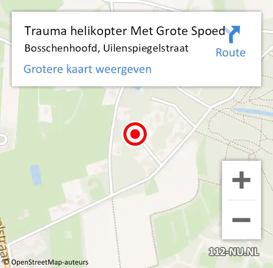 Locatie op kaart van de 112 melding: Trauma helikopter Met Grote Spoed Naar Bosschenhoofd, Uilenspiegelstraat op 23 maart 2022 19:24