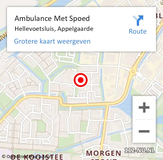 Locatie op kaart van de 112 melding: Ambulance Met Spoed Naar Hellevoetsluis, Appelgaarde op 24 maart 2022 02:56
