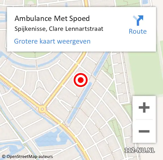 Locatie op kaart van de 112 melding: Ambulance Met Spoed Naar Spijkenisse, Clare Lennartstraat op 24 maart 2022 05:59