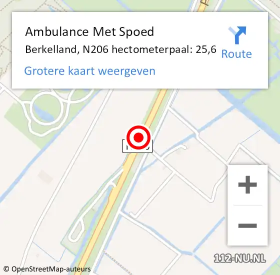 Locatie op kaart van de 112 melding: Ambulance Met Spoed Naar Berkelland, N206 hectometerpaal: 25,6 op 24 maart 2022 06:34