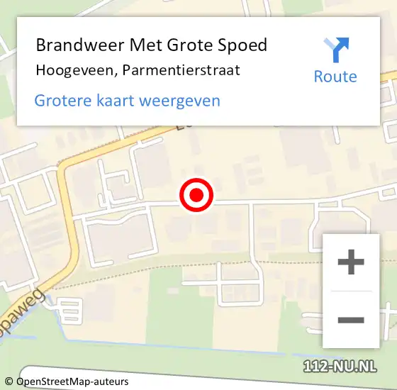 Locatie op kaart van de 112 melding: Brandweer Met Grote Spoed Naar Hoogeveen, Parmentierstraat op 24 maart 2022 07:58