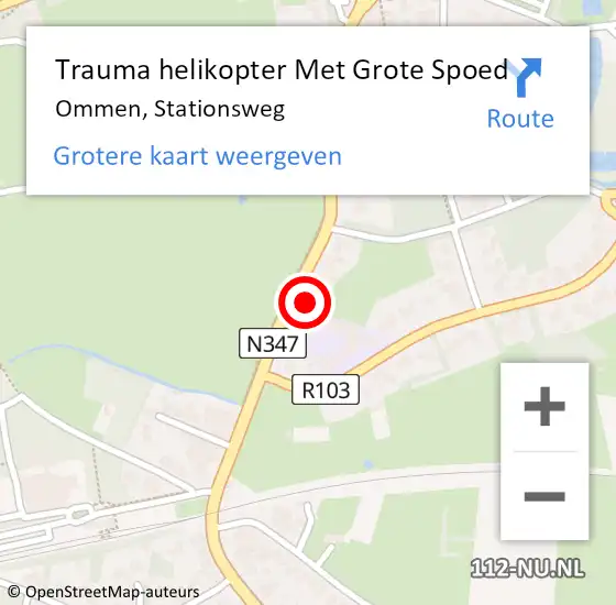 Locatie op kaart van de 112 melding: Trauma helikopter Met Grote Spoed Naar Ommen, Stationsweg op 24 maart 2022 10:24