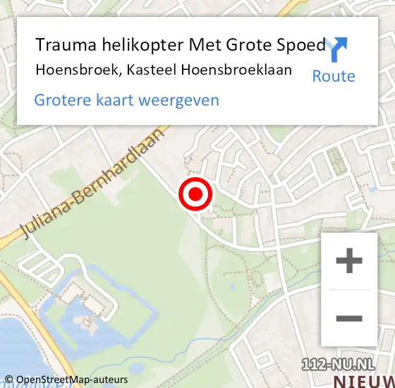 Locatie op kaart van de 112 melding: Trauma helikopter Met Grote Spoed Naar Hoensbroek, Kasteel Hoensbroeklaan op 24 maart 2022 13:36