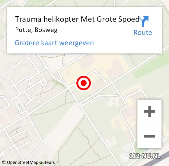 Locatie op kaart van de 112 melding: Trauma helikopter Met Grote Spoed Naar Putte, Bosweg op 24 maart 2022 14:25