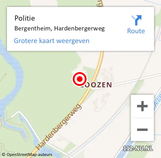 Locatie op kaart van de 112 melding: Politie Bergentheim, Hardenbergerweg op 24 maart 2022 14:55
