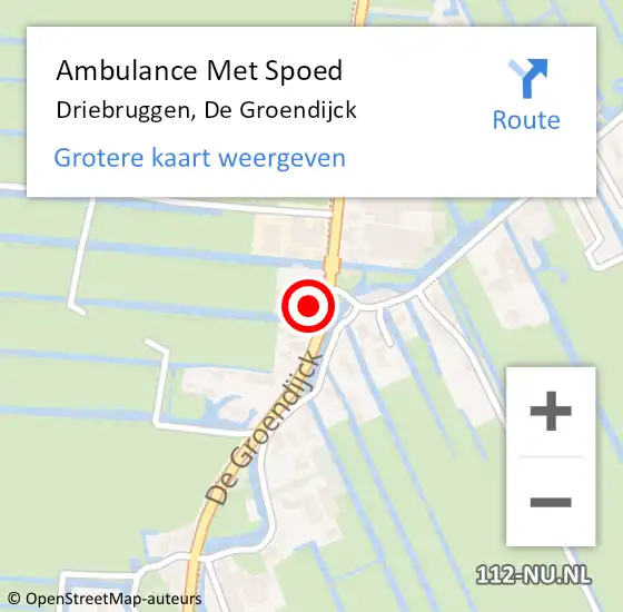 Locatie op kaart van de 112 melding: Ambulance Met Spoed Naar Driebruggen, De Groendijck op 24 maart 2022 15:23