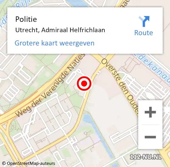 Locatie op kaart van de 112 melding: Politie Utrecht, Admiraal Helfrichlaan op 24 maart 2022 16:50