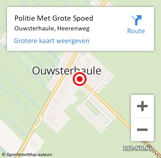 Locatie op kaart van de 112 melding: Politie Met Grote Spoed Naar Ouwsterhaule, Heerenweg op 24 maart 2022 17:19