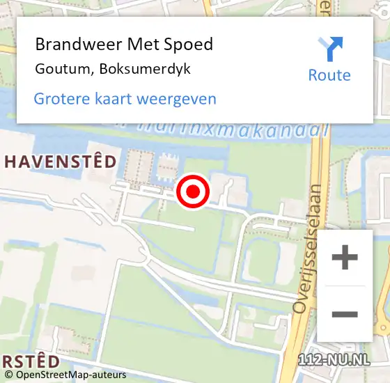 Locatie op kaart van de 112 melding: Brandweer Met Spoed Naar Goutum, Boksumerdyk op 24 maart 2022 18:09