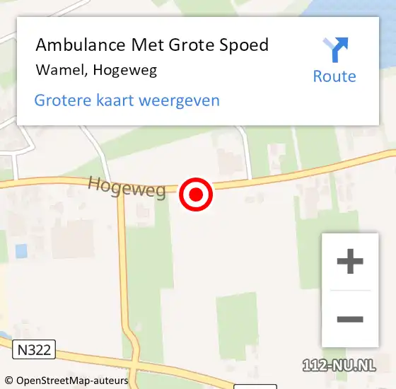 Locatie op kaart van de 112 melding: Ambulance Met Grote Spoed Naar Wamel, Hogeweg op 24 maart 2022 21:09