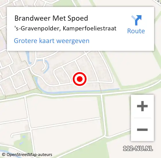 Locatie op kaart van de 112 melding: Brandweer Met Spoed Naar 's-Gravenpolder, Kamperfoeliestraat op 24 maart 2022 21:11