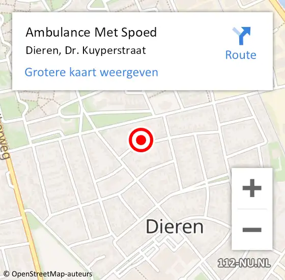Locatie op kaart van de 112 melding: Ambulance Met Spoed Naar Dieren, Dr. Kuyperstraat op 24 maart 2022 23:59