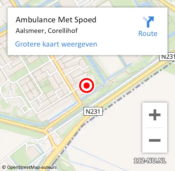 Locatie op kaart van de 112 melding: Ambulance Met Spoed Naar Aalsmeer, Corellihof op 25 maart 2022 00:55