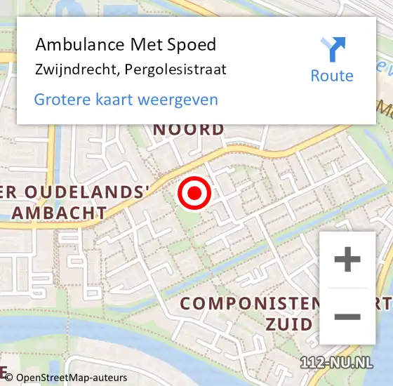 Locatie op kaart van de 112 melding: Ambulance Met Spoed Naar Zwijndrecht, Pergolesistraat op 25 maart 2022 03:44