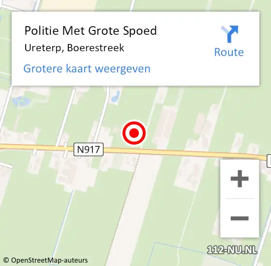 Locatie op kaart van de 112 melding: Politie Met Grote Spoed Naar Ureterp, Boerestreek op 25 maart 2022 04:45