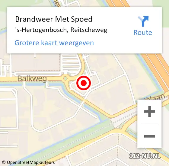 Locatie op kaart van de 112 melding: Brandweer Met Spoed Naar 's-Hertogenbosch, Reitscheweg op 25 maart 2022 07:25