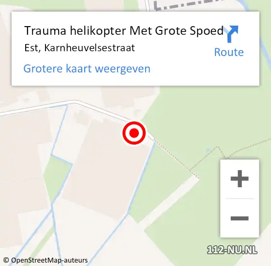 Locatie op kaart van de 112 melding: Trauma helikopter Met Grote Spoed Naar Est, Karnheuvelsestraat op 25 maart 2022 07:35