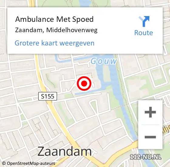 Locatie op kaart van de 112 melding: Ambulance Met Spoed Naar Zaandam, Middelhovenweg op 25 maart 2022 07:47