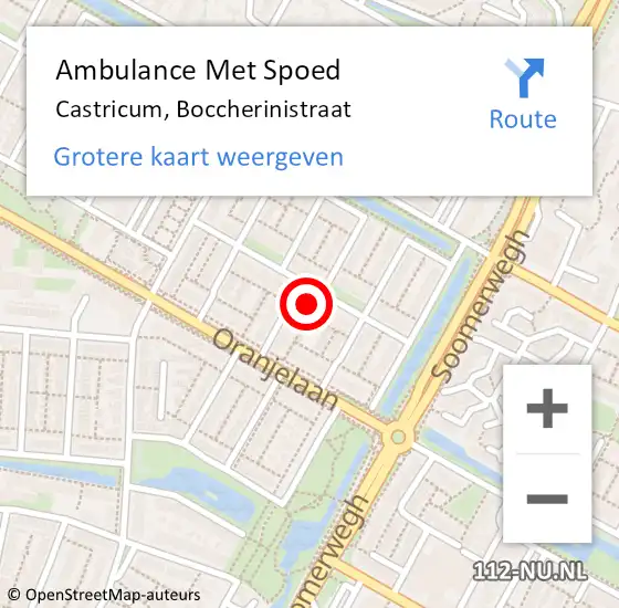 Locatie op kaart van de 112 melding: Ambulance Met Spoed Naar Castricum, Boccherinistraat op 25 maart 2022 09:39