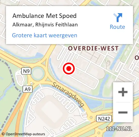 Locatie op kaart van de 112 melding: Ambulance Met Spoed Naar Alkmaar, Rhijnvis Feithlaan op 25 maart 2022 10:59