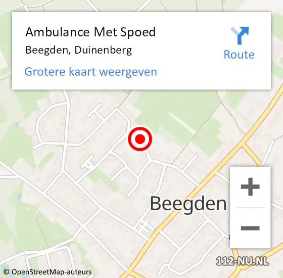 Locatie op kaart van de 112 melding: Ambulance Met Spoed Naar Beegden, Duinenberg op 25 maart 2022 11:29