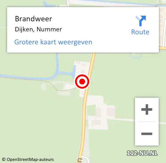Locatie op kaart van de 112 melding: Brandweer Dijken, Nummer op 25 maart 2022 11:31