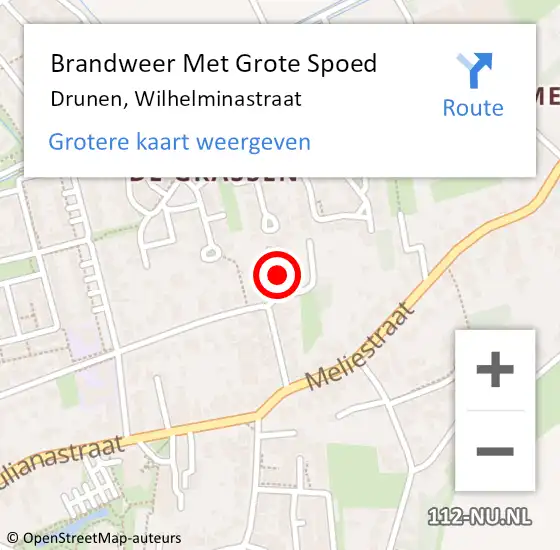 Locatie op kaart van de 112 melding: Brandweer Met Grote Spoed Naar Drunen, Wilhelminastraat op 25 maart 2022 12:05