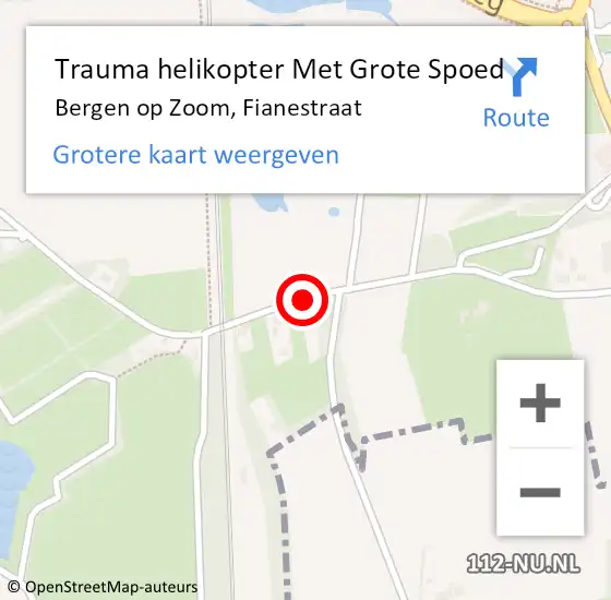 Locatie op kaart van de 112 melding: Trauma helikopter Met Grote Spoed Naar Bergen op Zoom, Fianestraat op 25 maart 2022 12:19