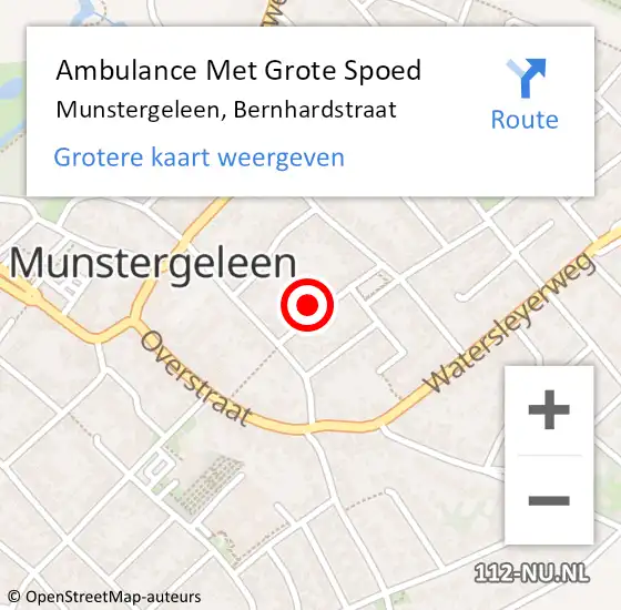 Locatie op kaart van de 112 melding: Ambulance Met Grote Spoed Naar Munstergeleen, Bernhardstraat op 12 juli 2014 06:37