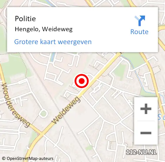 Locatie op kaart van de 112 melding: Politie Hengelo, Weideweg op 25 maart 2022 14:02