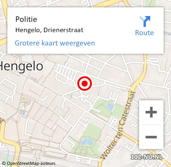 Locatie op kaart van de 112 melding: Politie Hengelo, Drienerstraat op 25 maart 2022 14:17