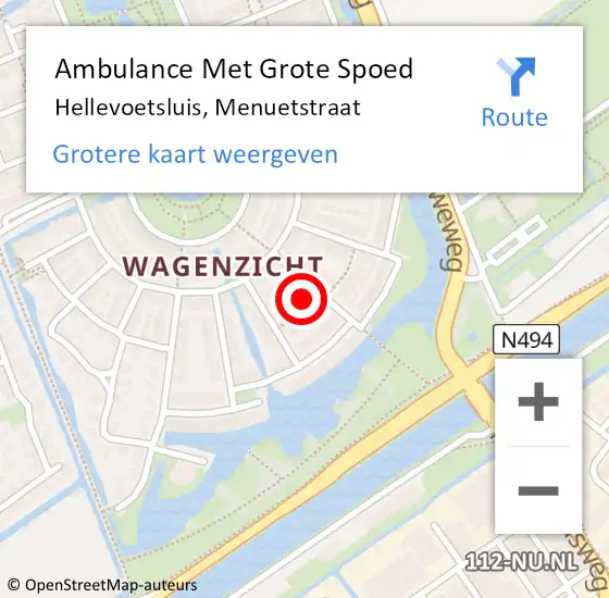 Locatie op kaart van de 112 melding: Ambulance Met Grote Spoed Naar Hellevoetsluis, Menuetstraat op 25 maart 2022 15:36