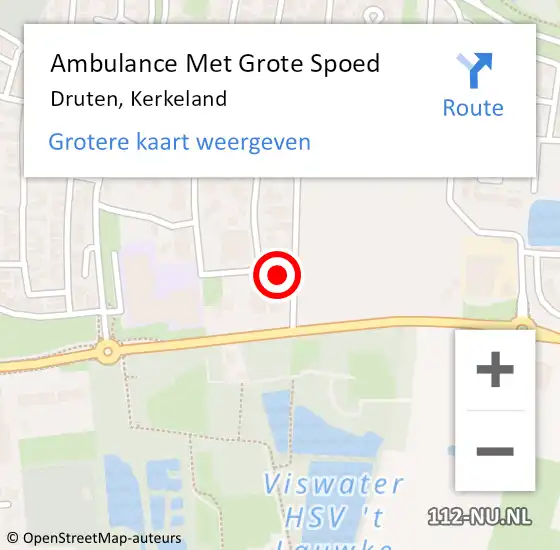 Locatie op kaart van de 112 melding: Ambulance Met Grote Spoed Naar Druten, Kerkeland op 25 maart 2022 15:47