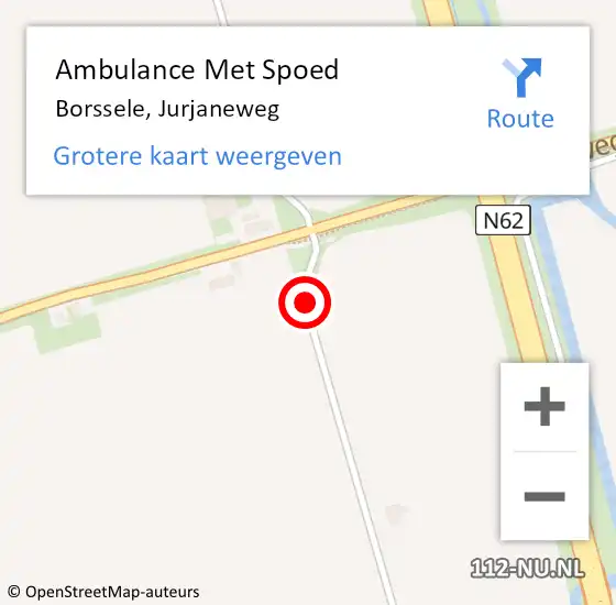 Locatie op kaart van de 112 melding: Ambulance Met Spoed Naar Borssele, Jurjaneweg op 12 juli 2014 07:26