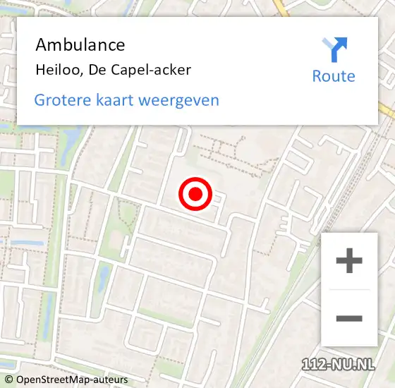 Locatie op kaart van de 112 melding: Ambulance Heiloo, De Capel-acker op 25 maart 2022 16:38