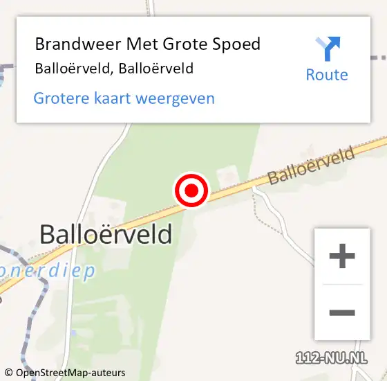 Locatie op kaart van de 112 melding: Brandweer Met Grote Spoed Naar Balloërveld, Balloërveld op 25 maart 2022 17:07