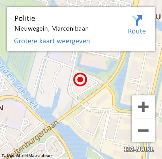Locatie op kaart van de 112 melding: Politie Nieuwegein, Marconibaan op 25 maart 2022 17:44