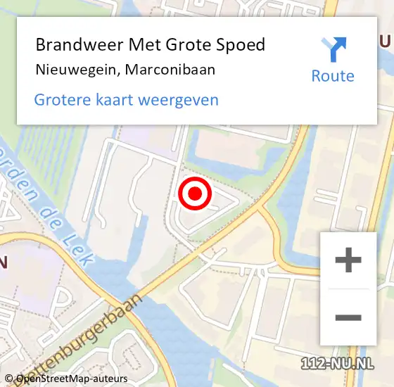 Locatie op kaart van de 112 melding: Brandweer Met Grote Spoed Naar Nieuwegein, Marconibaan op 25 maart 2022 17:44