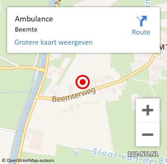 Locatie op kaart van de 112 melding: Ambulance Beemte op 25 maart 2022 19:08