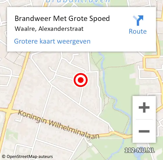 Locatie op kaart van de 112 melding: Brandweer Met Grote Spoed Naar Waalre, Alexanderstraat op 25 maart 2022 19:32