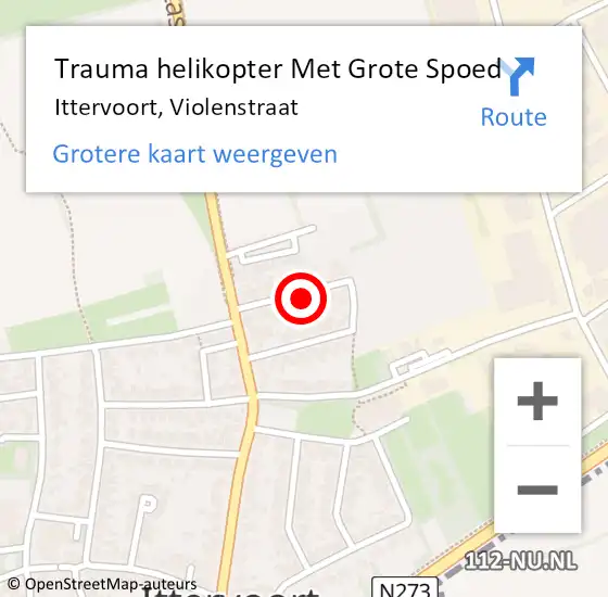 Locatie op kaart van de 112 melding: Trauma helikopter Met Grote Spoed Naar Ittervoort, Violenstraat op 25 maart 2022 19:42