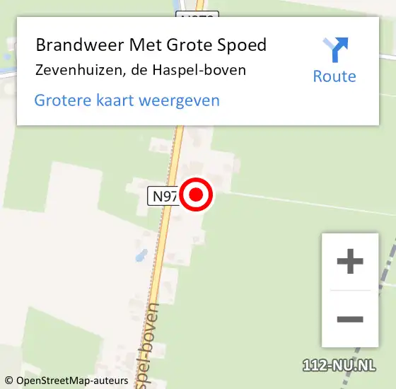 Locatie op kaart van de 112 melding: Brandweer Met Grote Spoed Naar Zevenhuizen, de Haspel-boven op 25 maart 2022 20:07